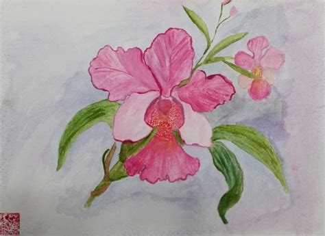 Orchid-Vanda Miss Joaquim Painting by Shyamalee Mahibalan | Saatchi Art