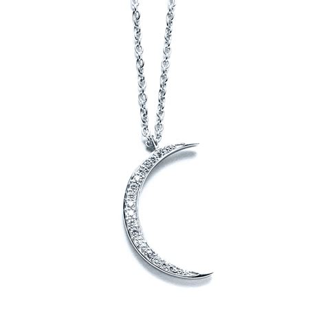 Starry Night Crescent Moon Necklace In Sterling Silver Landing Company