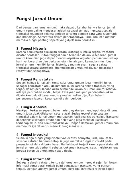 Fungsi Jurnal Umum Fungsi Jurnal Umum Dari Pengertian Jurnal Umum