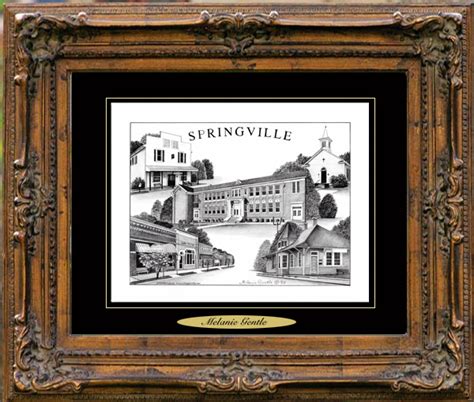 Pencil Drawing Of Springville Alabama Village Prints