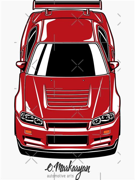 Skyline R Gt R Red Sticker For Sale By Olegmarkaryan Redbubble