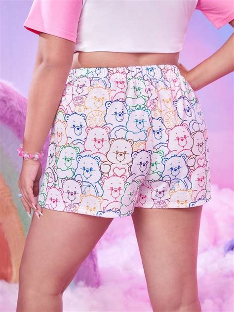 ROMWE X Care Bears Plus Cartoon Graphic Shorts SHEIN UK