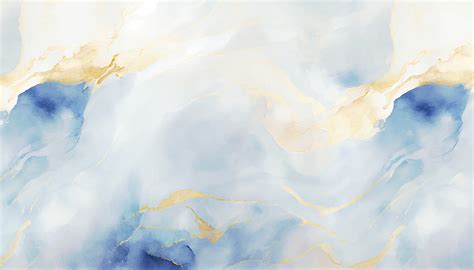 Abstract Blue Liquid Watercolor Background With Golden Dust Cyan