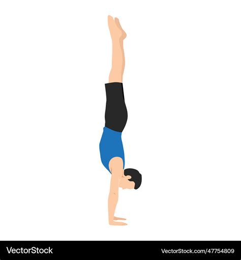 Man Doing Adho Mukha Vrksasana Or Handstand Pose Vector Image