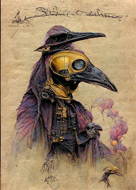 Vintage Plague Doctor Art Print V16 Instant Download Printable Home