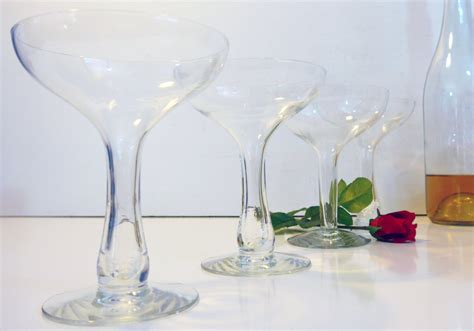 Vintage Champagne Glasses Vintage Set 4 Large Hand Blown Glasses - Hollow Stem Champagne Glasses ...