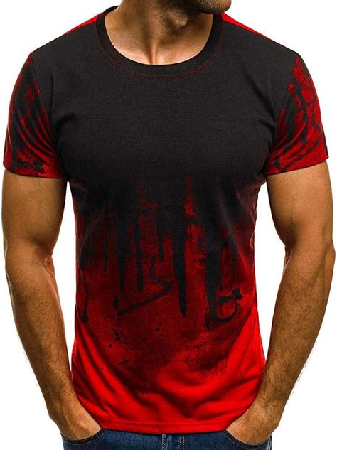 Camiseta De Marca Para Hombres Color Degradado De Manga Corta Camisetas Divertidas Camiseta