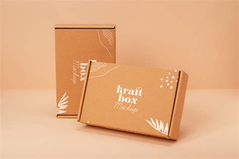 Maqueta De Caja O Contenedor De Papel Kraft Archivo PSD Premium