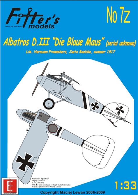 1/33 Albatros D.III Frommherz Paper Model - EcardModels