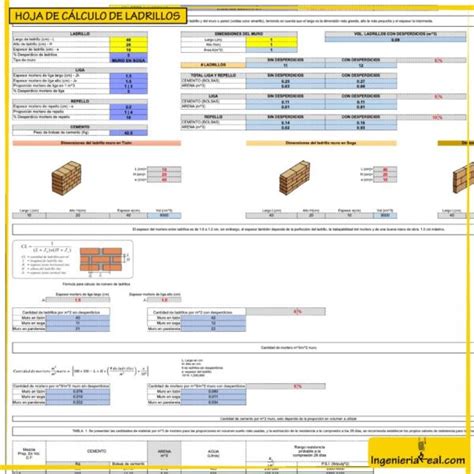 Cálculo Fácil De Ladrillos Y Mortero Para Paredes Numbers O Excel