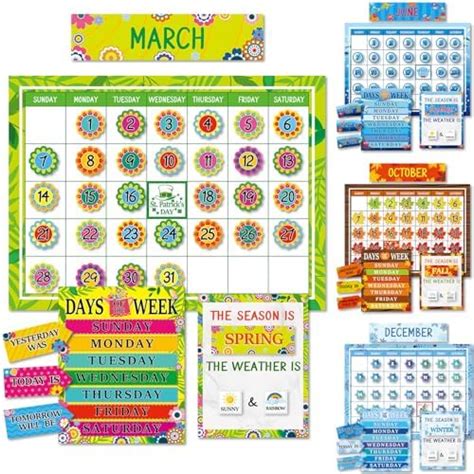 Amazon Chalkboard Brights Calendar Bulletin Board Set Colorful