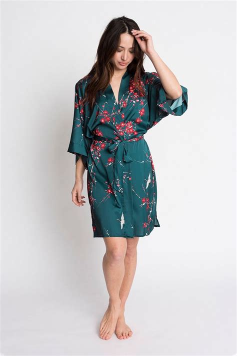 Cherry Blossom Crane Short Kimono Robe Short Kimono Robe Short