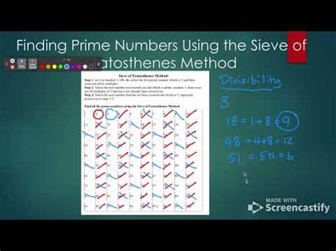 Finding Prime Numbers Using The Sieve Of Eratosthenes Method YouTube