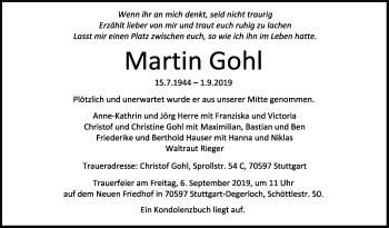 Traueranzeigen Von Martin Gohl Stuttgart Gedenkt De