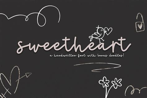 Sweetheart Script Font Doodles Handwritten Script Font Script