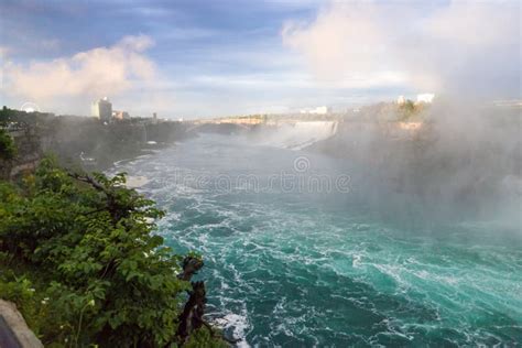 Niagara Waterfalls Blue Water Haze And Cloudy Sky Dramatic Tones