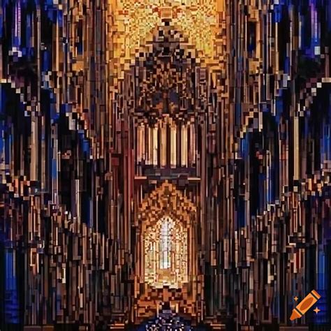 Pixel Art Of A Gothic Cathedral