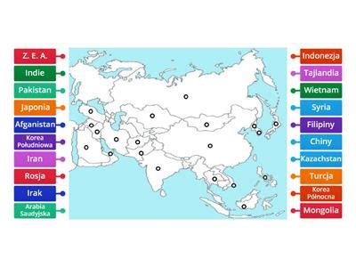 Geografia Mapa konturowa azji Materiały dydaktyczne