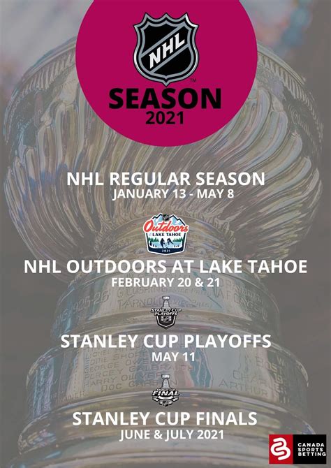 Printable NHL Schedule 2021 | CanadaSportsBetting