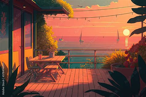 ภาพประกอบสตอก Summer Lofi Wallpaper Lofi Backgrounds Series Summer