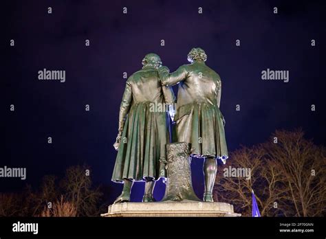 Weimar Germany 27th Feb 2023 The Goethe Schiller Monument A Bronze