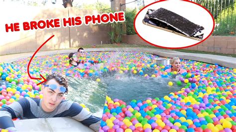 He Broke His Phone We Filled Up The Pool With 10000 Ball Pit Balls