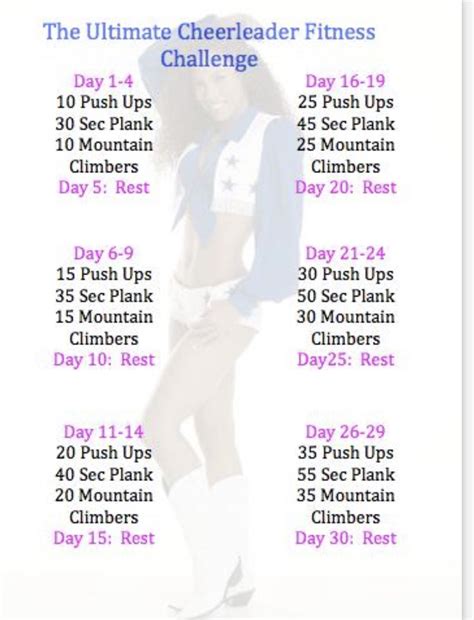 30 Day Ultimate Cheerleader Fitness Challenge Cheerleading Workouts Cheer Workout Workout