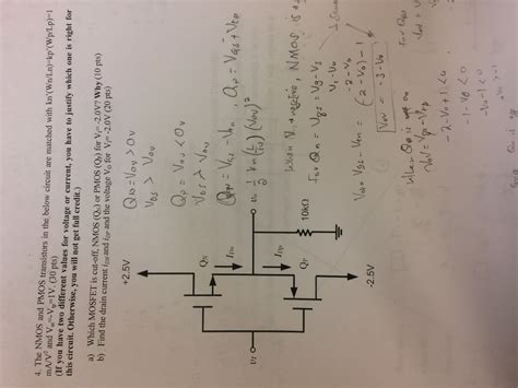 Solved 4 The Nmos And Pmos Transistors In The Below Circuit