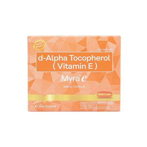 Myra E D Alpha Tocopherol Vitamin E 400IU Capsules 1 Box 100 Pcs