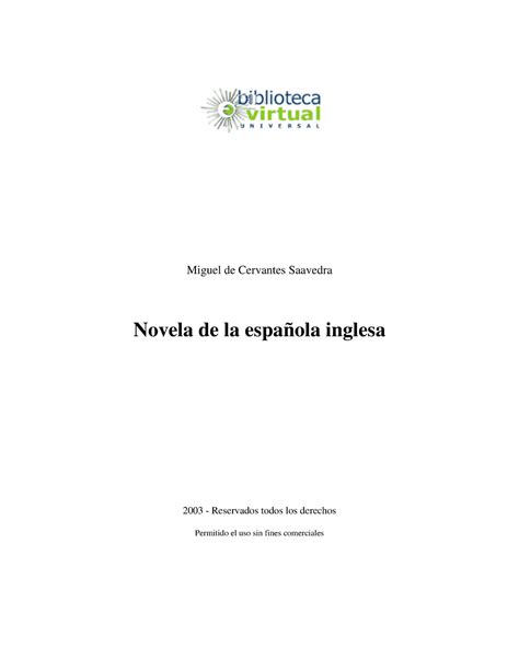 01 La española inglesa Autor Miguel de Cervantes Saavedra Literatura