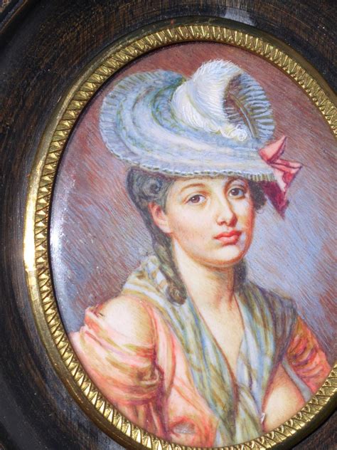 Proantic Grande Peinture Miniature Portrait De Jeune Femme Xixe Sein