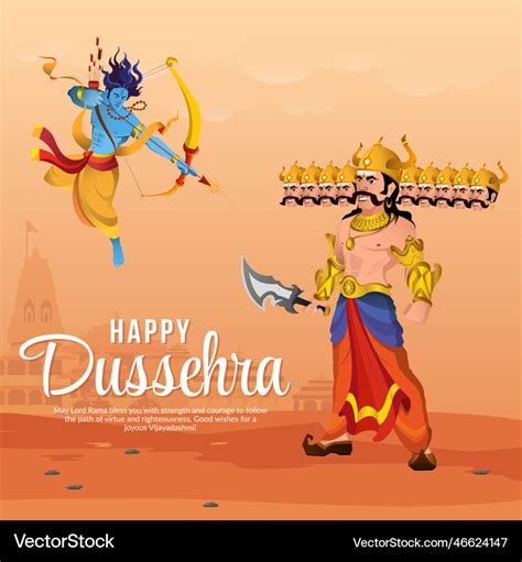 Indian Festival Happy Dussehra Banner Design Vector Image