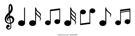 Music Notes Icons Set Black Notes Stock Vector Royalty Free