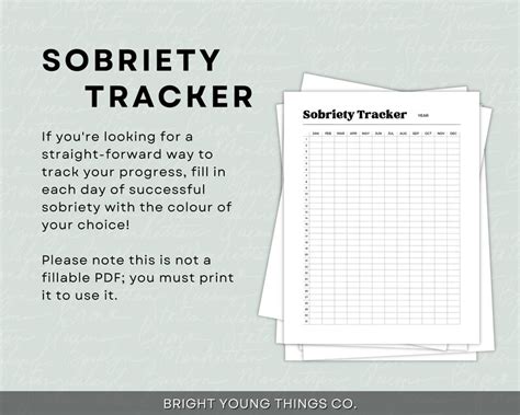 Simple Sobriety Tracker Printable Sobriety Tracker Habit Tracker