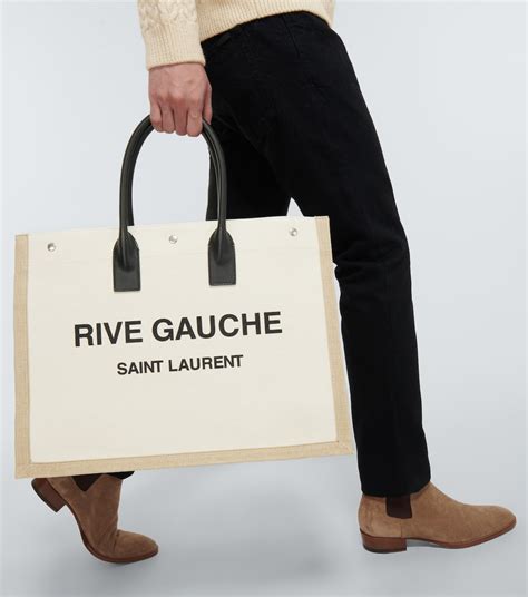 Rive Gauche Canvas Tote Bag In Beige Saint Laurent Mytheresa