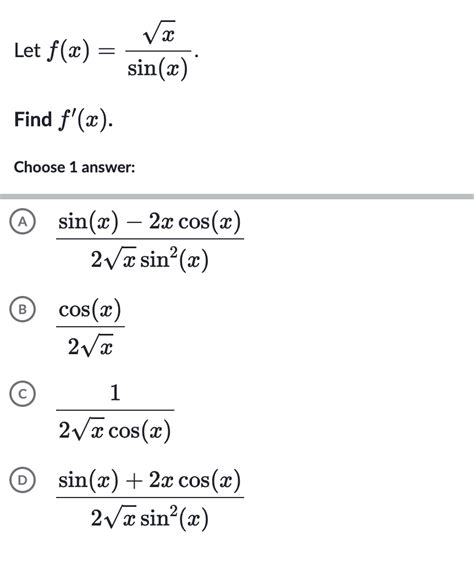 Solved Let Fxx2sinxfind Fxchoose 1