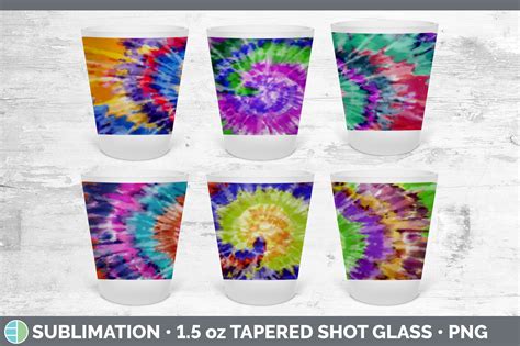 Tie Dye Shot Glass Sublimation Tapered Shot Glass Oz By Enliven