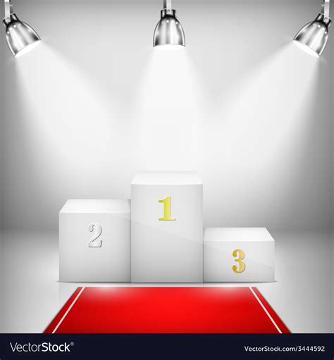 Illuminated Winner Pedestal With Red Carpet Vector Image