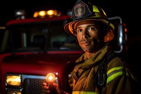 Premium Photo A Firefighter Holding A Light