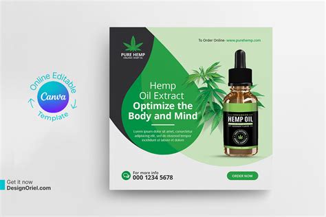 Hemp Product CBD Oil Social Media Post Canva Template