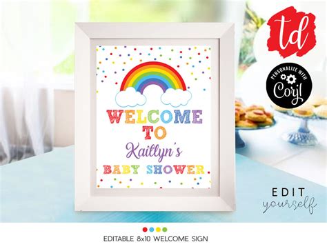 Rainbow Welcome Sign Instant Download Sign Rainbow Welcome Etsy