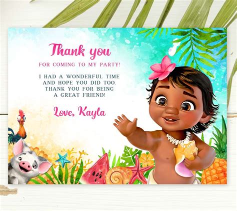 Moana Thank You Cards Archives Perfect Party Prints Editable Party