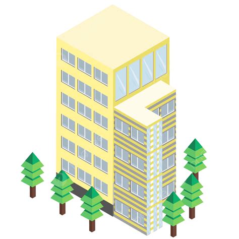 2 5d Building Vector Design Images 2 5d Yellow High Rise Building