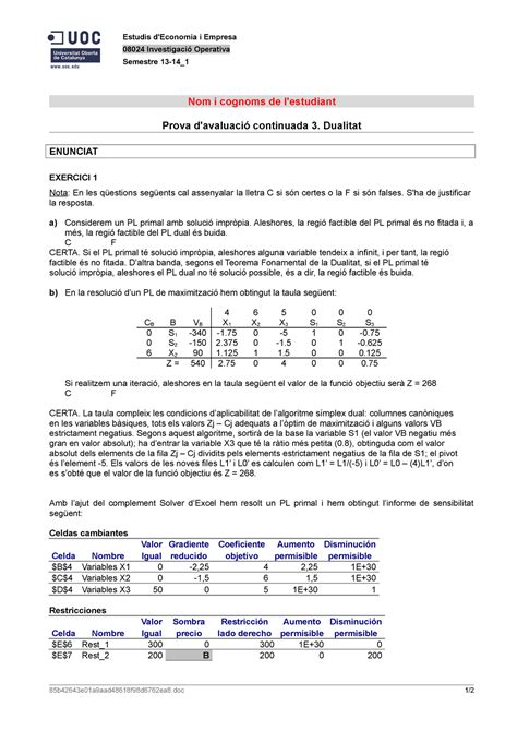 Prova D Avaluaci Continuada Pac Sol Pac Estudis D Economia I