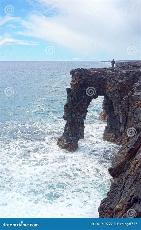 Holei Sea Arch, Big Island, Hawaii Volcanoes National Park. Lava Rock ...