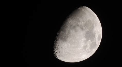 Astronomy Crater Dark Evening Half Moon Moon Night K Wallpaper