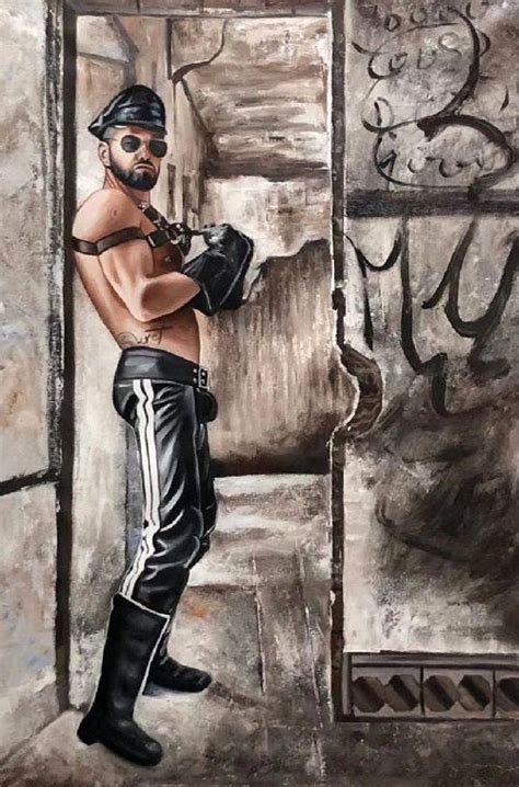 Retrato Homme Nu Gay Sm Cuir Tableau Peinture Originale Huile Etsy