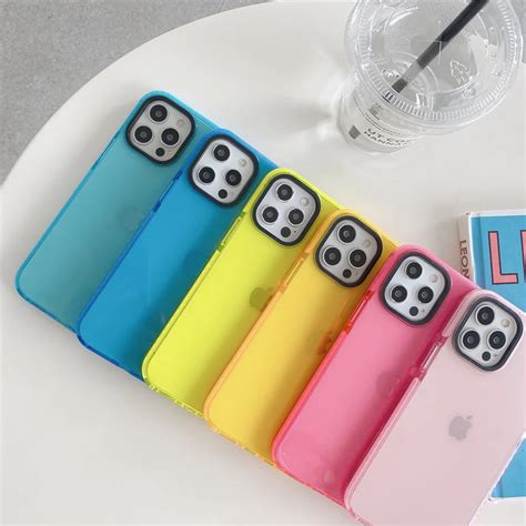 Funda De Teléfono De Color Fluorescente De Neón Para Iphone 14 11 12 13 Pro Max 7 8 Plus