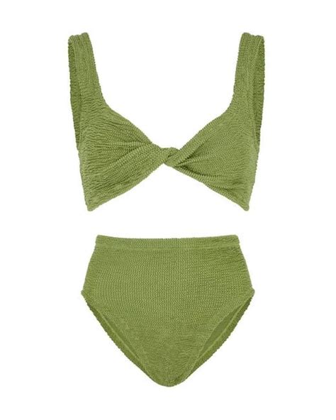 Hunza G Jamie Seersucker Bikini Twisted Detail High Waist Machine Wash Jamie Bikini In