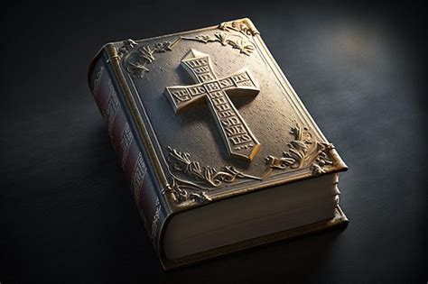 Premium Photo | Holy bible an open book is reflected in table book as a ...